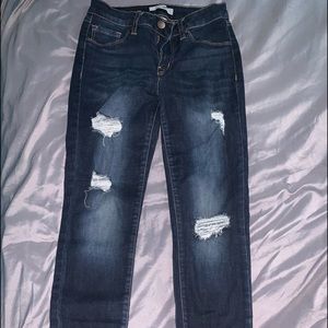 Charlotte Russe Dark-Washed Denim Distressed Jeans